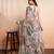 Peach faux georgette printed saree