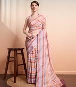 Peach faux georgette printed saree