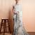 Grey faux georgette printed saree