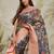 Navy blue jacquard silk blend ready to wear saree
