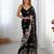 Black floral embroidered sequins work saree