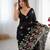 Black floral embroidered sequins work saree