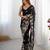 Black floral embroidered sequins work saree