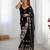 Black floral embroidered sequins work saree