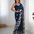Blue floral embroidered sequins work saree