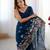 Blue floral embroidered sequins work saree