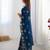 Blue floral embroidered sequins work saree