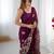 Wine floral embroidered sequins work saree