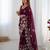 Wine floral embroidered sequins work saree