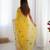 Yellow floral embroidered sequins work saree