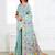 Sky blue linen cotton woven jacquard saree