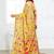 Yellow linen cotton woven jacquard saree