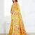 Yellow linen cotton woven jacquard saree