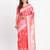 Red linen cotton woven saree
