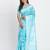 Sky blue linen cotton woven saree