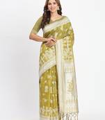 Mustard linen cotton woven saree