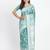 Sea green linen cotton woven saree