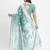 Sea green linen cotton woven saree
