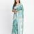 Sea green linen cotton woven saree