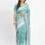 Sea green linen cotton woven saree