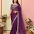 Wine organza embroidered saree