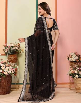 Black organza embroidered saree 2