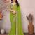 Parrot green georgette embroidered leheria saree