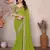 Parrot green georgette embroidered leheria saree