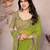 Parrot green georgette embroidered leheria saree