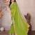 Parrot green georgette embroidered leheria saree
