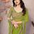 Parrot green georgette embroidered leheria saree