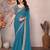 Sea green georgette embroidered leheria saree