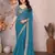 Sea green georgette embroidered leheria saree
