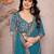 Sea green georgette embroidered leheria saree
