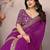 Purple georgette embroidered leheria saree