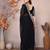 Black georgette embroidered leheria saree