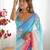 Sky blue padding georgette sequins embroidered saree