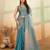 Sky blue beads embroidered fendy satin saree