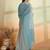 Sky blue beads embroidered fendy satin saree