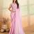 Pink beads embroidered fendy satin saree