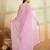 Pink beads embroidered fendy satin saree