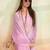 Pink beads embroidered fendy satin saree