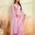 Pink beads embroidered fendy satin saree