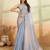 Grey beads embroidered fendy satin saree
