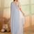 Grey beads embroidered fendy satin saree