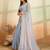 Grey beads embroidered fendy satin saree