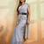 Grey beads embroidered fendy satin saree