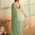 Pista beads embroidered fendy satin saree