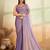 Purple beads embroidered fendy satin saree