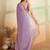 Purple beads embroidered fendy satin saree
